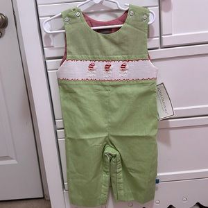 Baby boy green checkered santa outfit